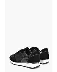 Boohoo Rose Suede And Shimmer Trainer
