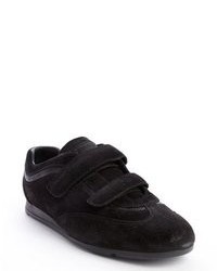 Prada Sport Black Suede Double Strap Sneakers