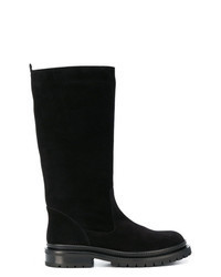 Black Suede Mid-Calf Boots