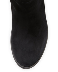 Taryn Rose Avis Mid Calf Suede Boot With Faux Shearling Black