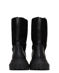 Rick Owens Black Shearling Tractor Boots