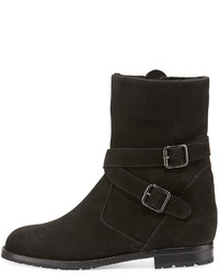 Manolo Blahnik Campocross Belted Mid Calf Boot With Shearling