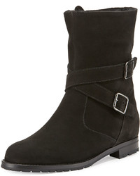 Manolo Blahnik Campocross Belted Mid Calf Boot With Shearling