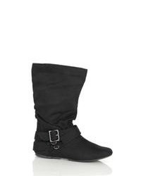 Deb Mid Height Suede Boot Black