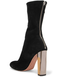 Alexander McQueen Embellished Suede Ankle Boots Black