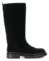black suede calf length boots