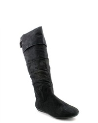Rampage Benedetto Black Faux Suede Fashion Knee High Boots