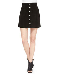 AG Jeans Ag The Gove Pleated Suede Skirt Super Black