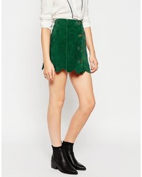 Asos Collection Suede A Line Skirt With Button Through And Scalloped Hem