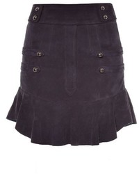 Isabel Marant Elena Ruffle Trimmed Suede Mini Skirt