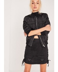 Missguided Faux Suede Lace Up Side Mini Skirt