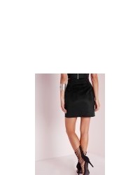 Missguided Stud Raw Edge Faux Suede Mini Skirt Black