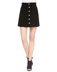 AG Adriano Goldschmied The Gove Pleated Suede Skirt Super Black