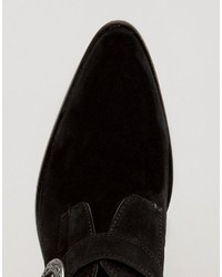 Asos Monk Shoes In Black Suede With Buckle Detail