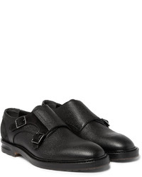 Alexander McQueen Suede Panelled Full Grain Leather Monk Strap Shoes