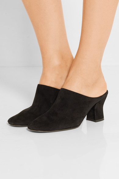 The Row Adela Suede Mules Black 895 NET A PORTER.COM Lookastic