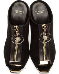 Versace Black Suede Medusa Heels