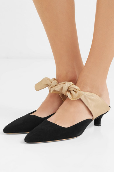 The Row Coco Suede And Moire Mules 795 NET A PORTER.COM