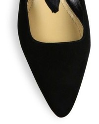 The Row Coco Suede Grosgrain Ankle Tie Mules