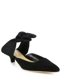 The Row Coco Suede Grosgrain Ankle Tie Mules