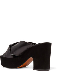 Robert Clergerie Esther Knotted Leather And Suede Platform Mules Black