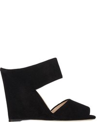 Prada Suede Double Band Wedge Mules