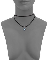 Cara Faux Suede Layered Crystal Choker Necklace