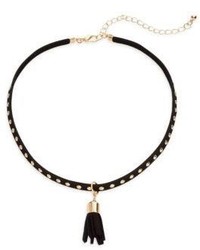 Cara Faux Suede Studded Tassel Choker Necklace