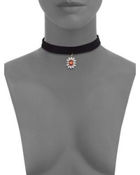 Cara Floral Crystal Pendant Choker Necklace