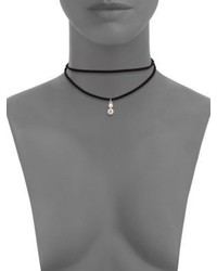 Cara Faux Pearl Crystal Pendant Layered Choker Necklace
