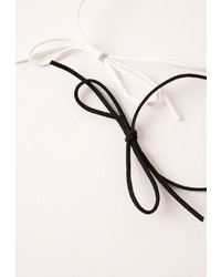 Missguided Faux Suede Tie Choker Necklace Two Pack Black White