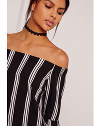 Missguided Faux Suede Heart Choker Necklace Black