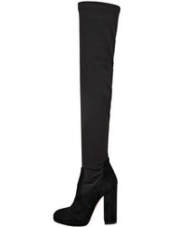 100mm Suede Nylon Over The Knee Boots