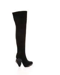 Abcense Gaitty Nero Over The Knee Suede Boots