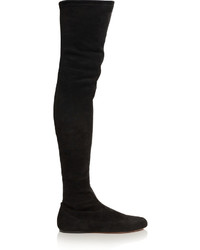 Alaia Alaa Stretch Suede Over The Knee Boots Black