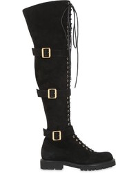 Alexandre Vauthier 30mm Buckled Suede Over The Knee Boots