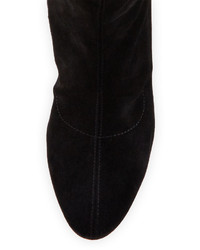 Christian Louboutin Alta Top Suede 70mm Over The Knee Red Sole Boot Black