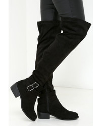 Ancient Cities Black Suede Over The Knee Boots
