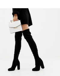 Asos Tall Asos Design Wide Fit Tall Kassidy Heeled Over The Knee Boots Micro