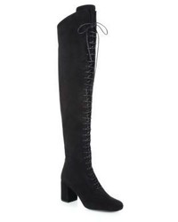 Saint Laurent Babies Lace Up Leather Over The Knee Boots
