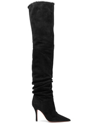 Amina Muaddi Barbara Med Suede Over The Knee Boots