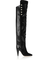 Isabel Marant Becky Suede And Leather Over The Knee Boots