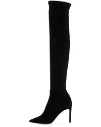 Delman Besot Stretch Suede Over The Knee Boot Black