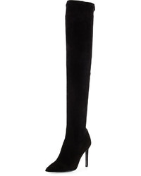 Delman Besot Stretch Suede Over The Knee Boot Black