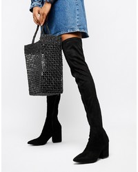 RAID Black Heeled Over The Knee Boots Suede