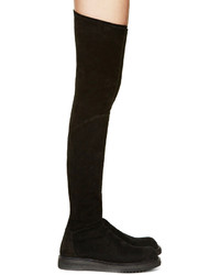 Rick Owens Black Thigh High Pull On Boots