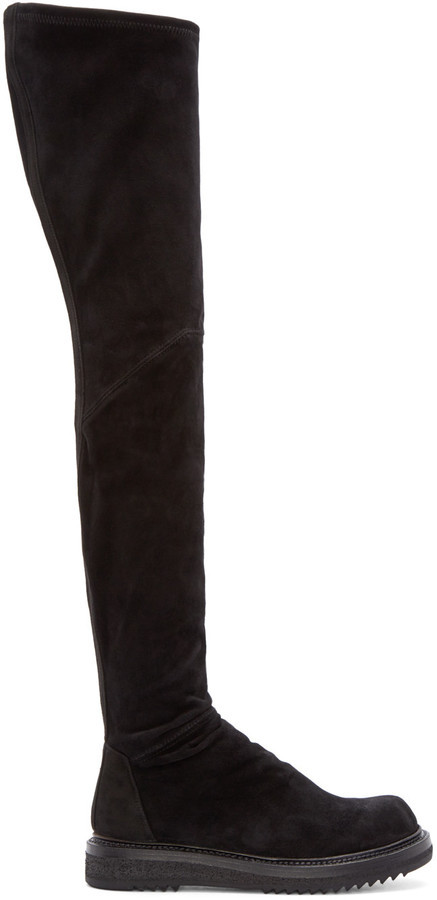 pull on suede knee high boots