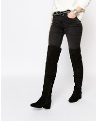 Park Lane Block Heeled Suede Over The Knee Boots