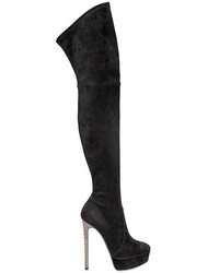 Casadei 150mm Embellished Stretch Suede Boots