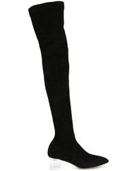 Manolo Blahnik Pascalare Over The Knee Stretch Suede Boot Black | Where ...